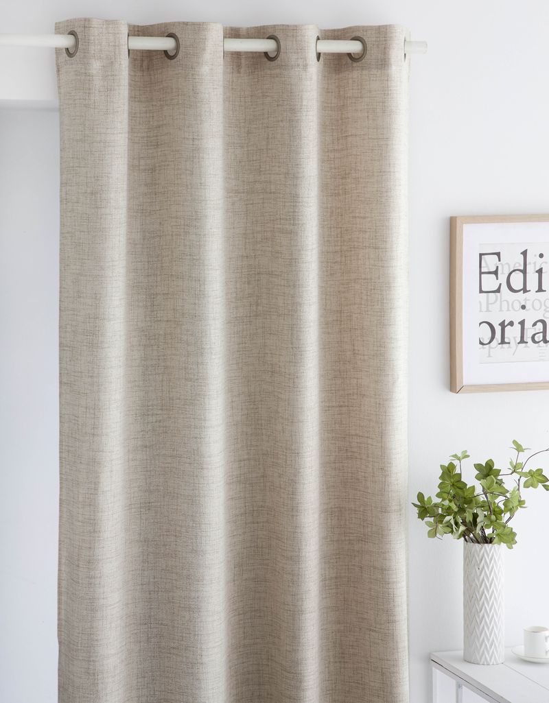Layla Linen Style Eyelet Voile Panels- Stone