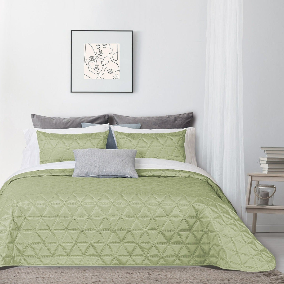 Luisa Luxury Sateen Bedspreads, Spring Green SALE