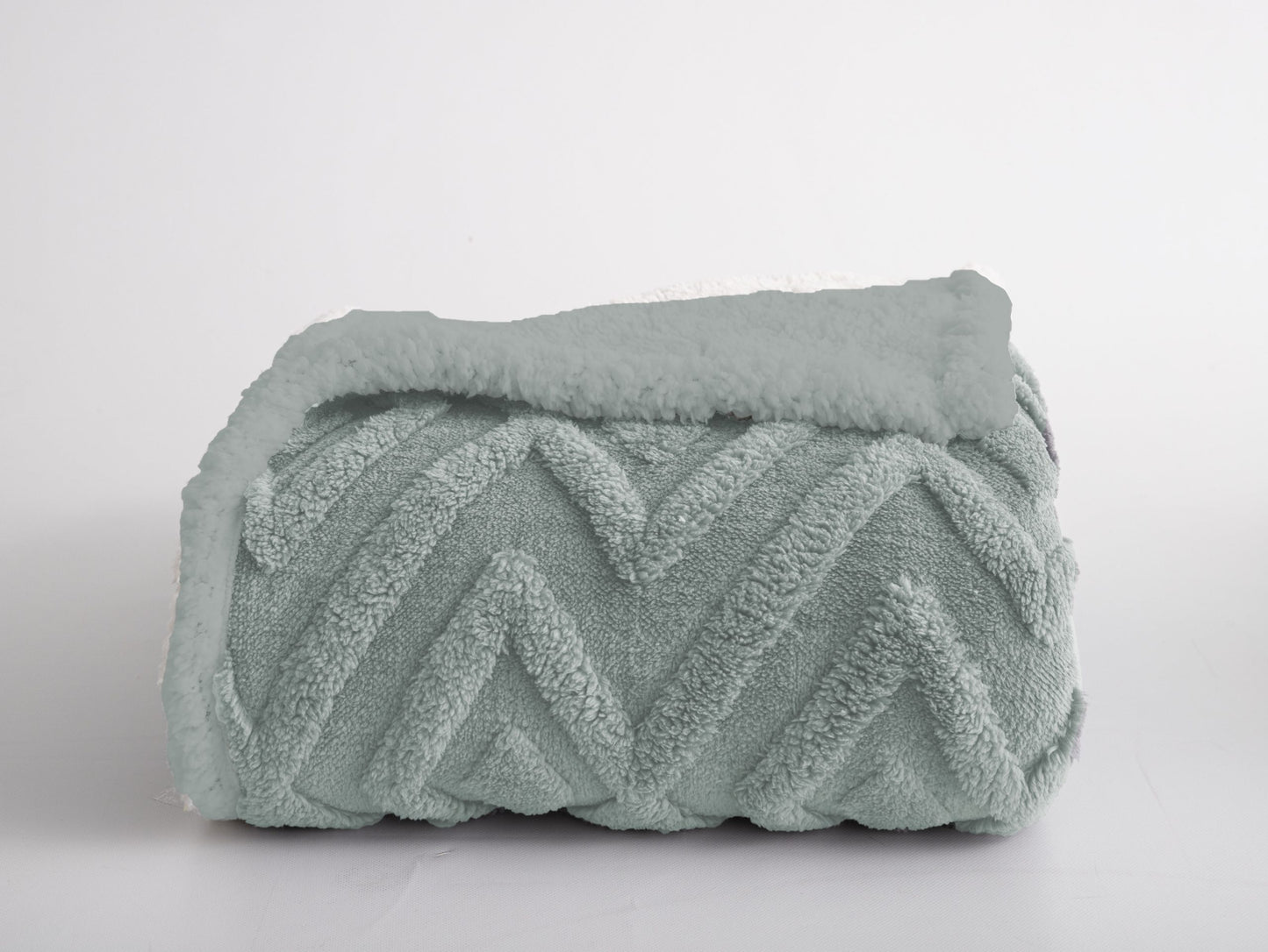 Chevron Tuft Snuggle Fleece Throw, Duck Egg SALE