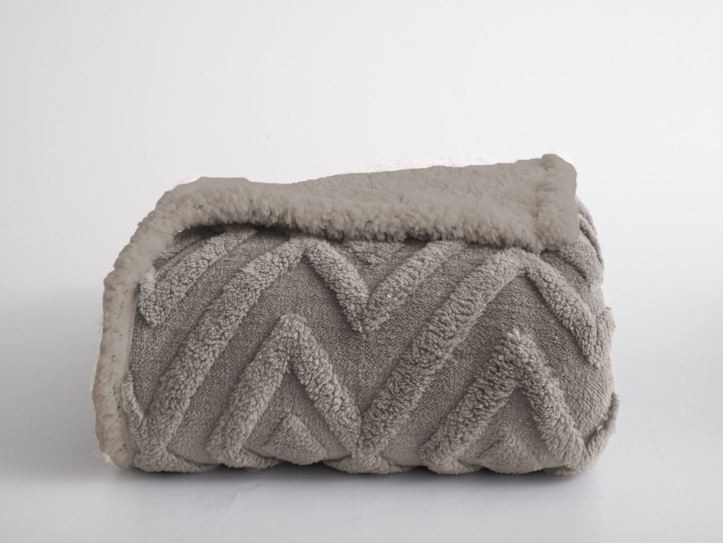 Chevron Tuft Snuggle Fleece Throw, Stone SALE