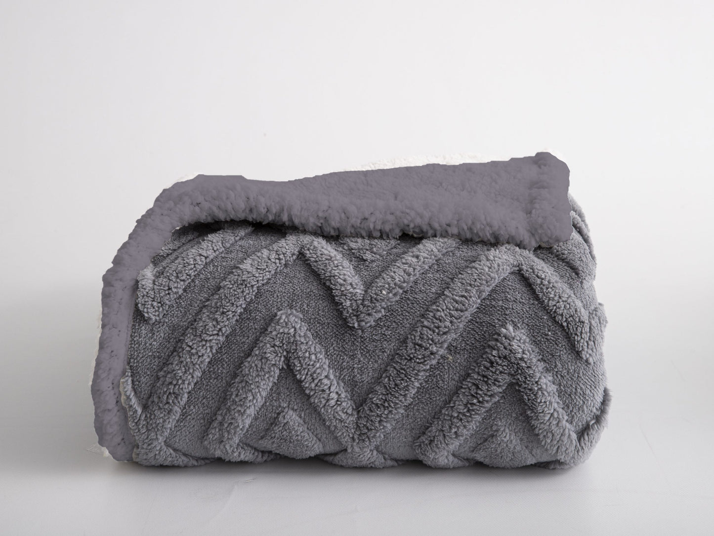 Chevron Tuft Snuggle Fleece Throw, Grey SALE