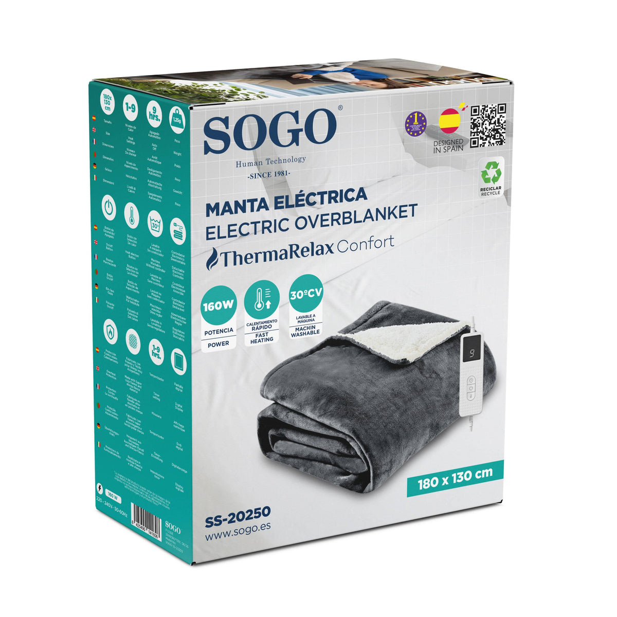 Luxury Sherpa Electric Over- Blanket -Grey OFFER