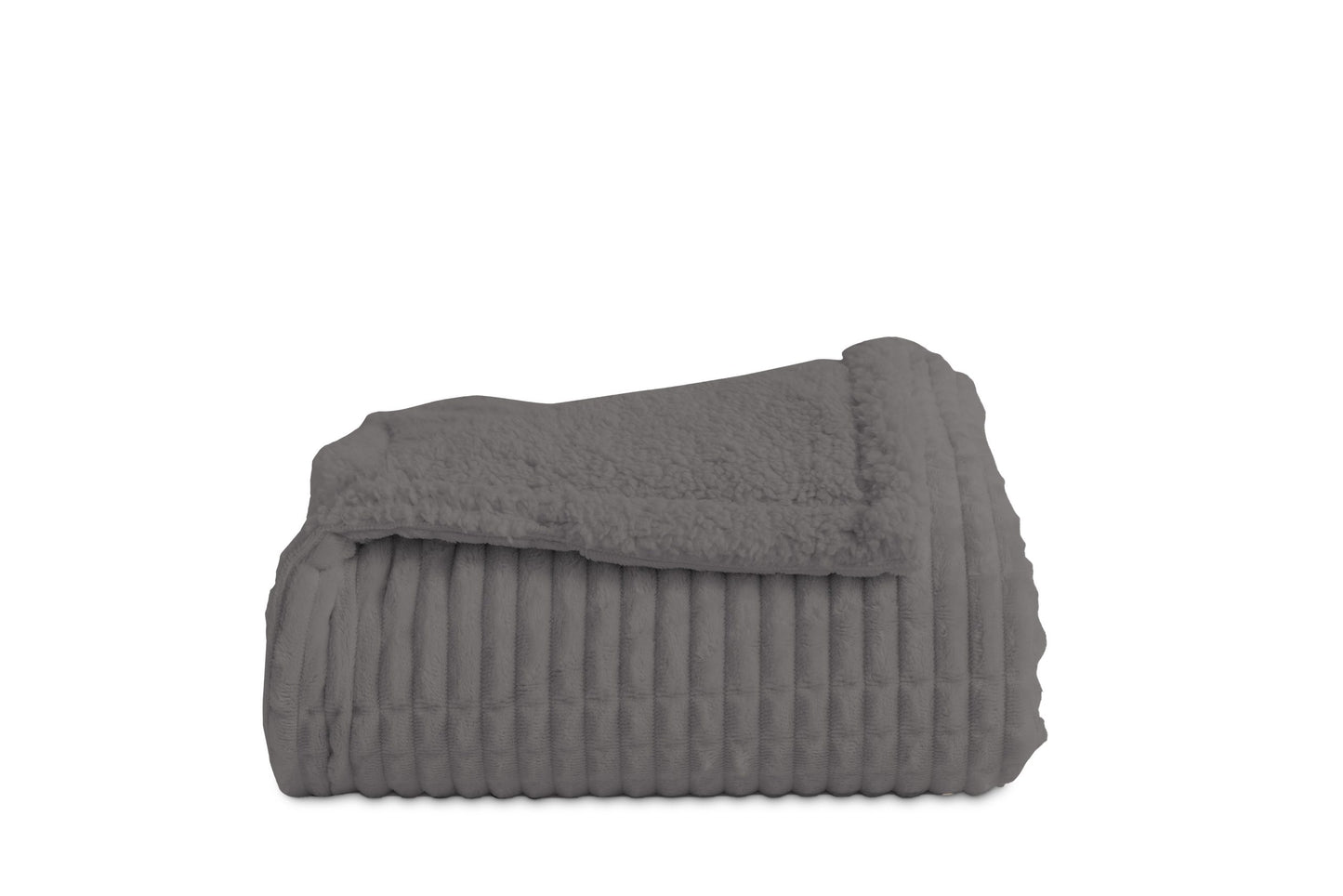 Oslo Luxury Sherpa Ribbed Throws, Grey SALE !