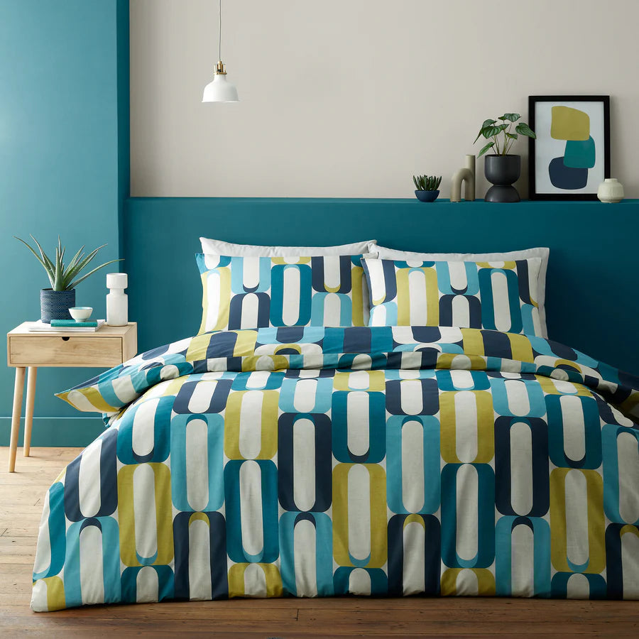 Oregon Geometric Duvet Set, Blue