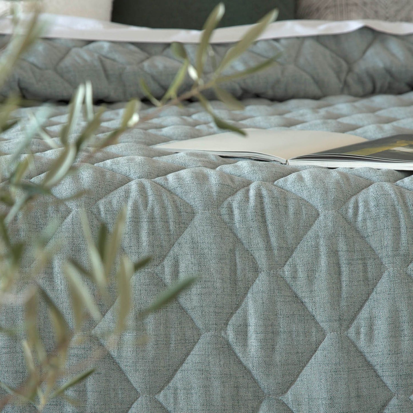 Rustica Linen Style Bedspread Range, Duck Egg