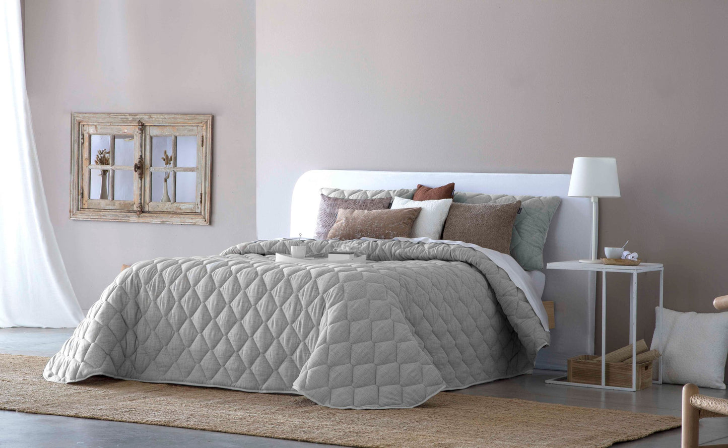 Rustica Linen Style Bedspread Range, Grey