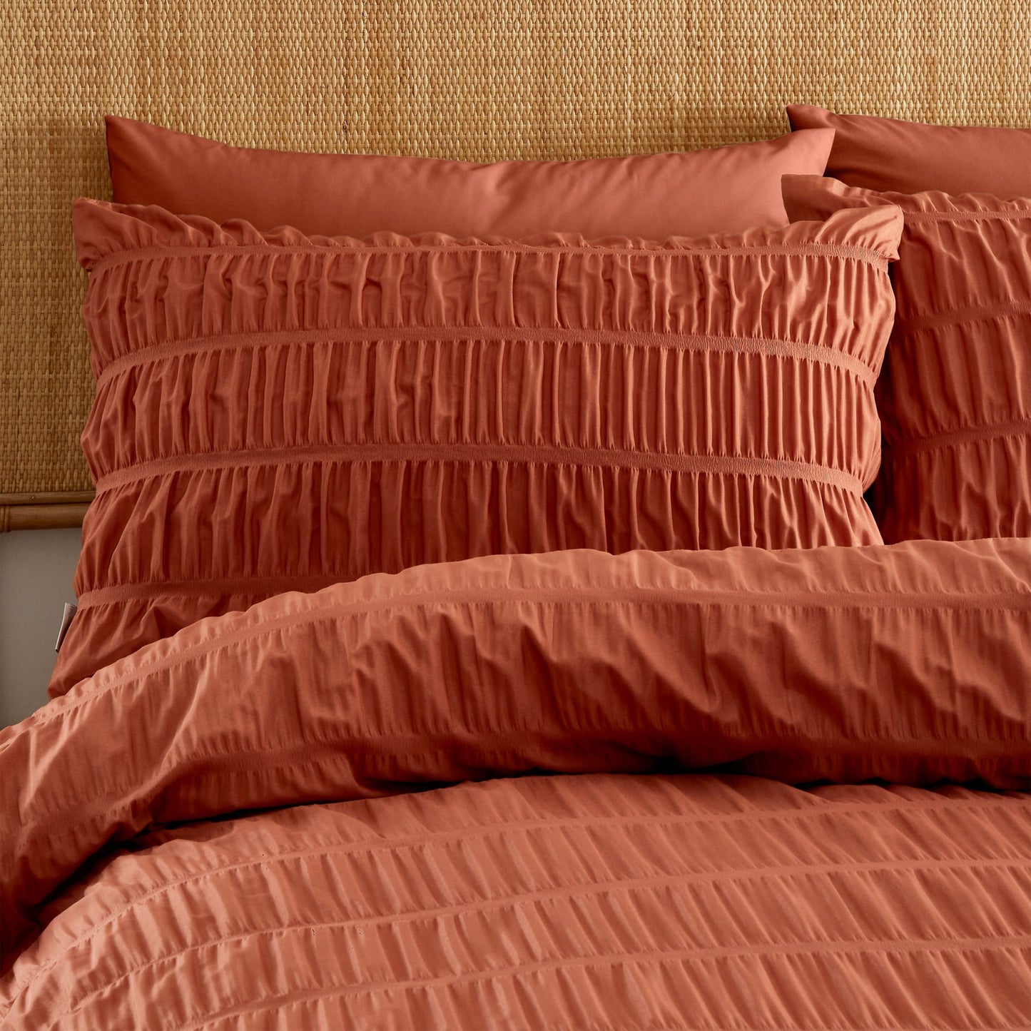 Seersucker Duvet Set by Catherine Lansfield, Terracotta FINAL REDUCTION