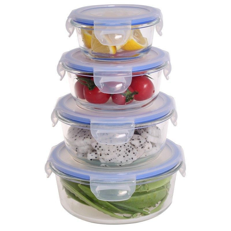 Glass Storage Bowls with Lids- Set of 4