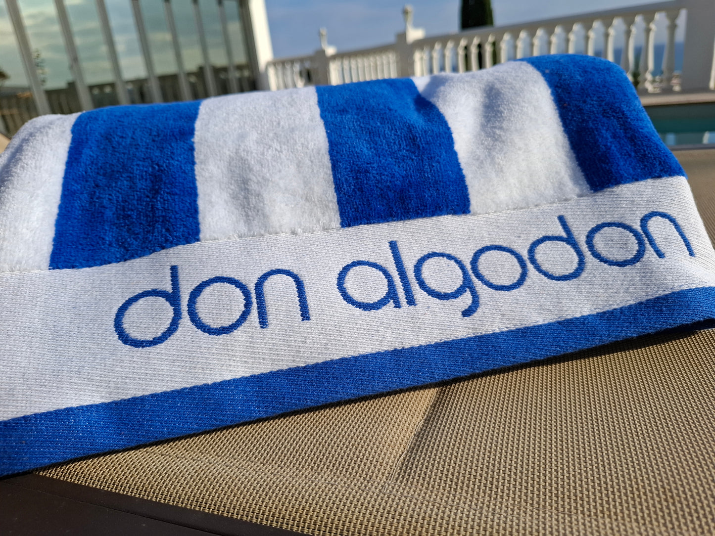 Don Algodon Luxury Beach Towels Blue & Yellow Stripe SALE