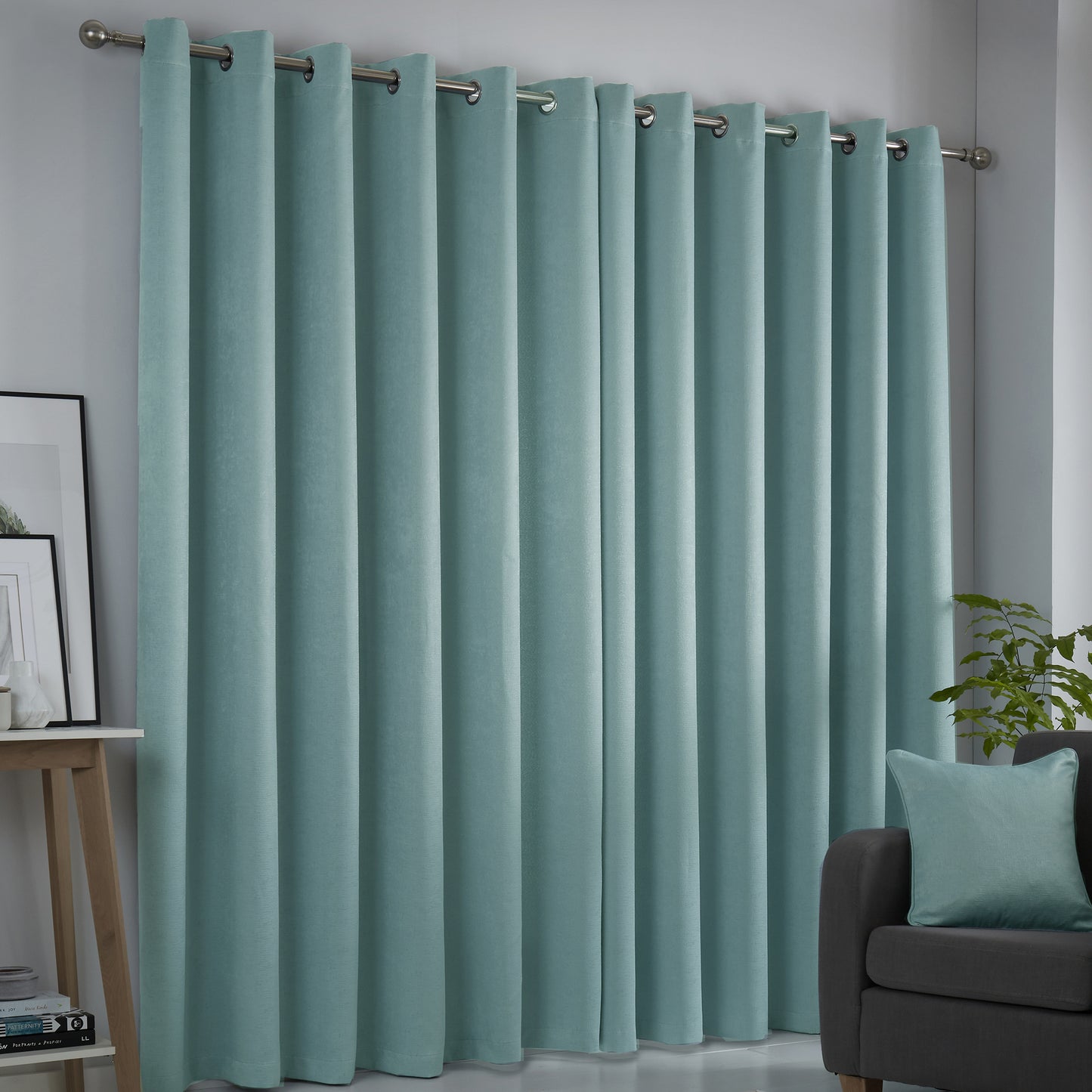 Stratus Ring Top Dim Out Curtains, Duck Egg