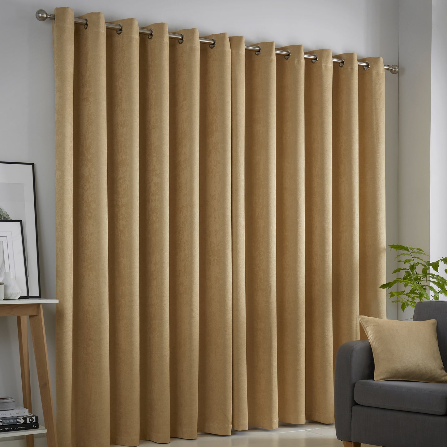 Stratus Ring Top Dim Out Curtains, Ochre