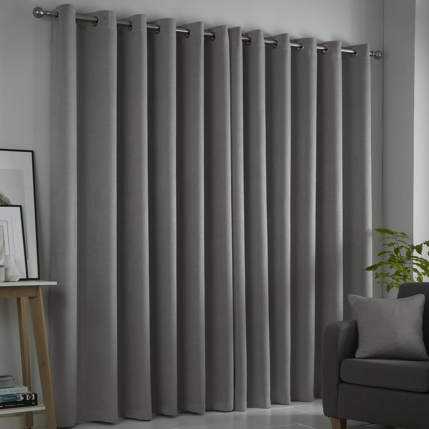 Stratus Ring Top Dim Out Curtains, Silver