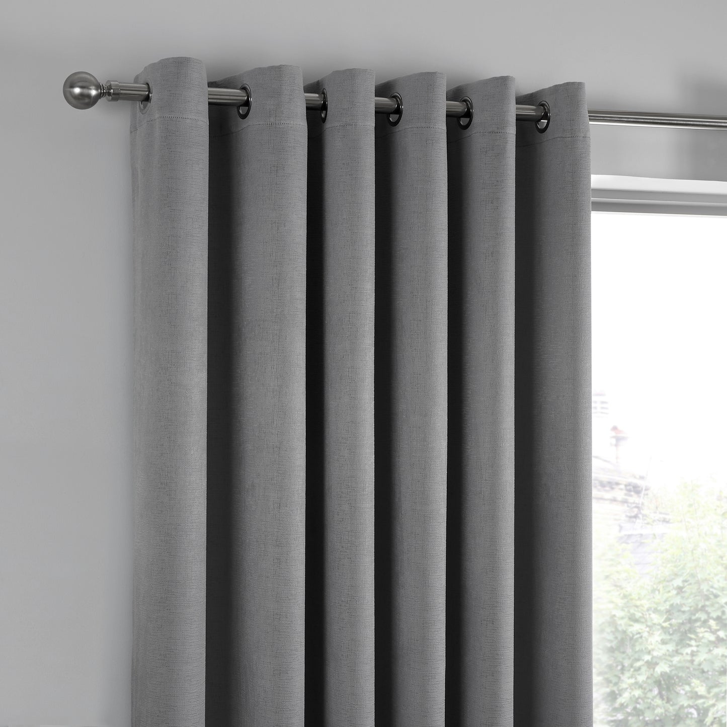 Stratus Ring Top Dim Out Curtains, Silver