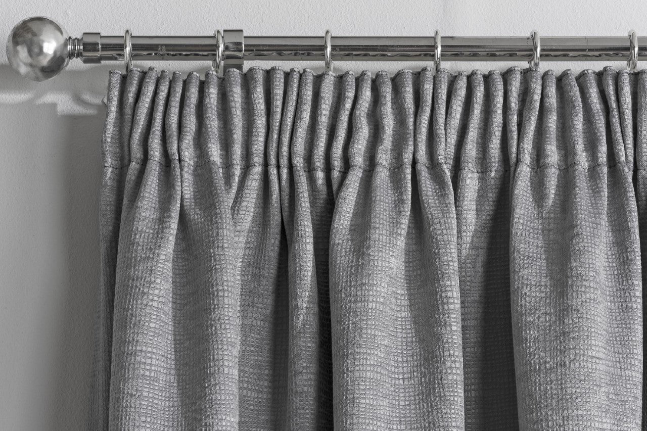 Matrix Block out Pencil Pleat Curtains, Grey