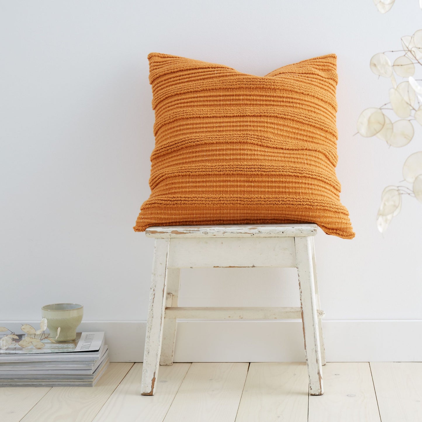Tufted Stripe Cushions, Terracotta