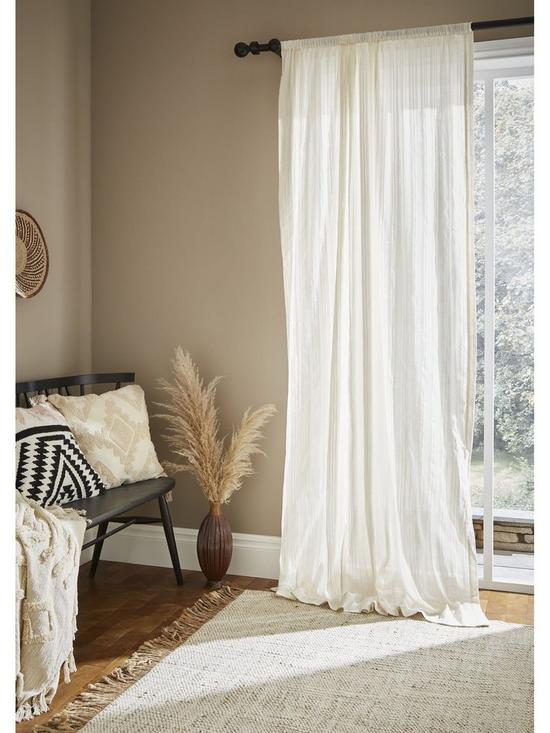 Zofia 100% Cotton Broderie Anglaise Slot Top Voiles, Natural SALE