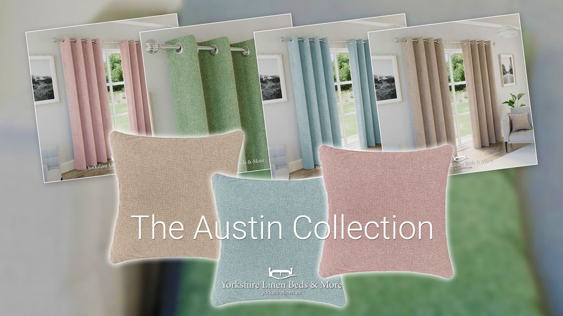 The Austin Collection - Matching 100% Black-Out Curtains Linen-Style Cushions - Yorkshire Linen Beds & More