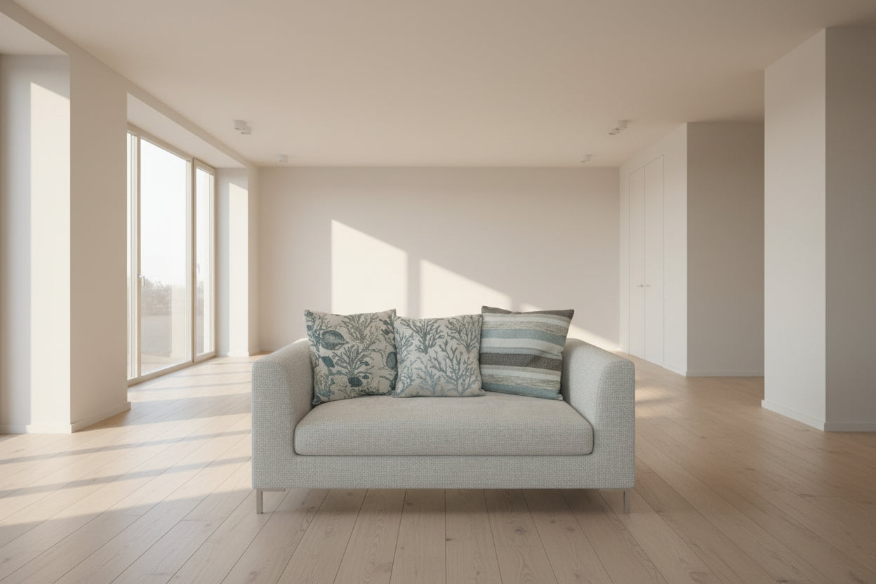 Coral Squares Cushion Range - Duck Egg