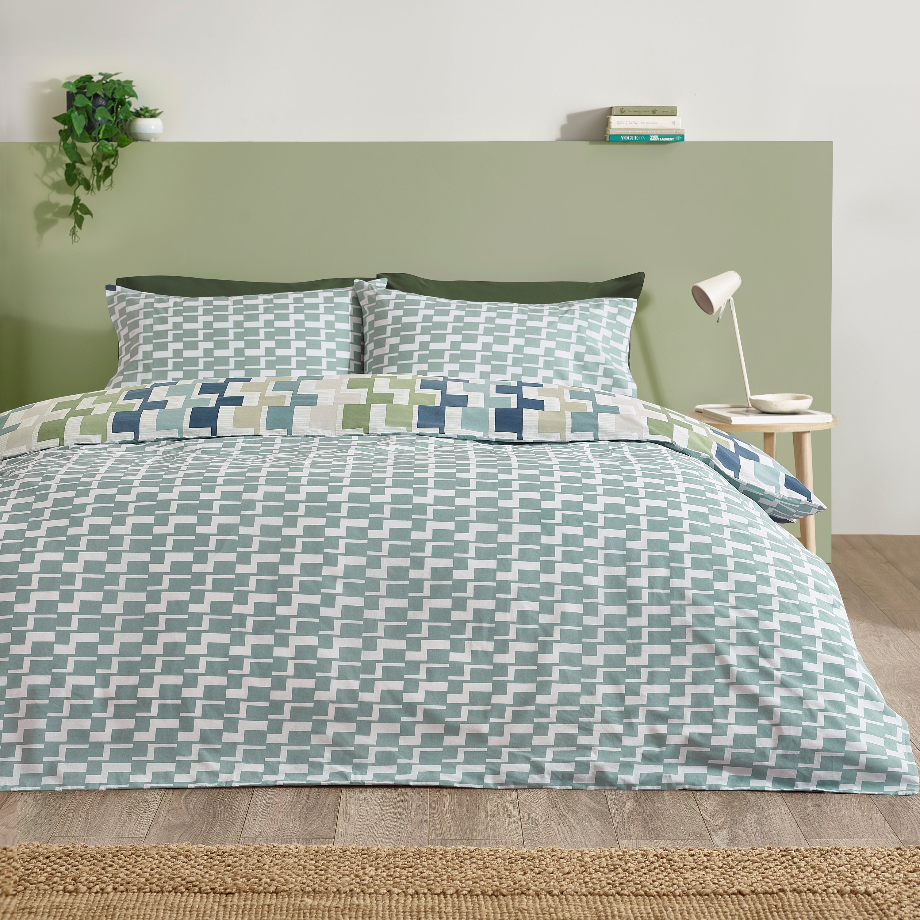 Bryson Geometric Duvet Set Blue / Green