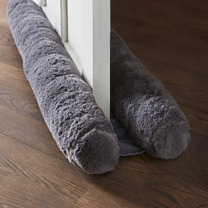 Draught Excluder Faux Fur Double Sided, Charcoal