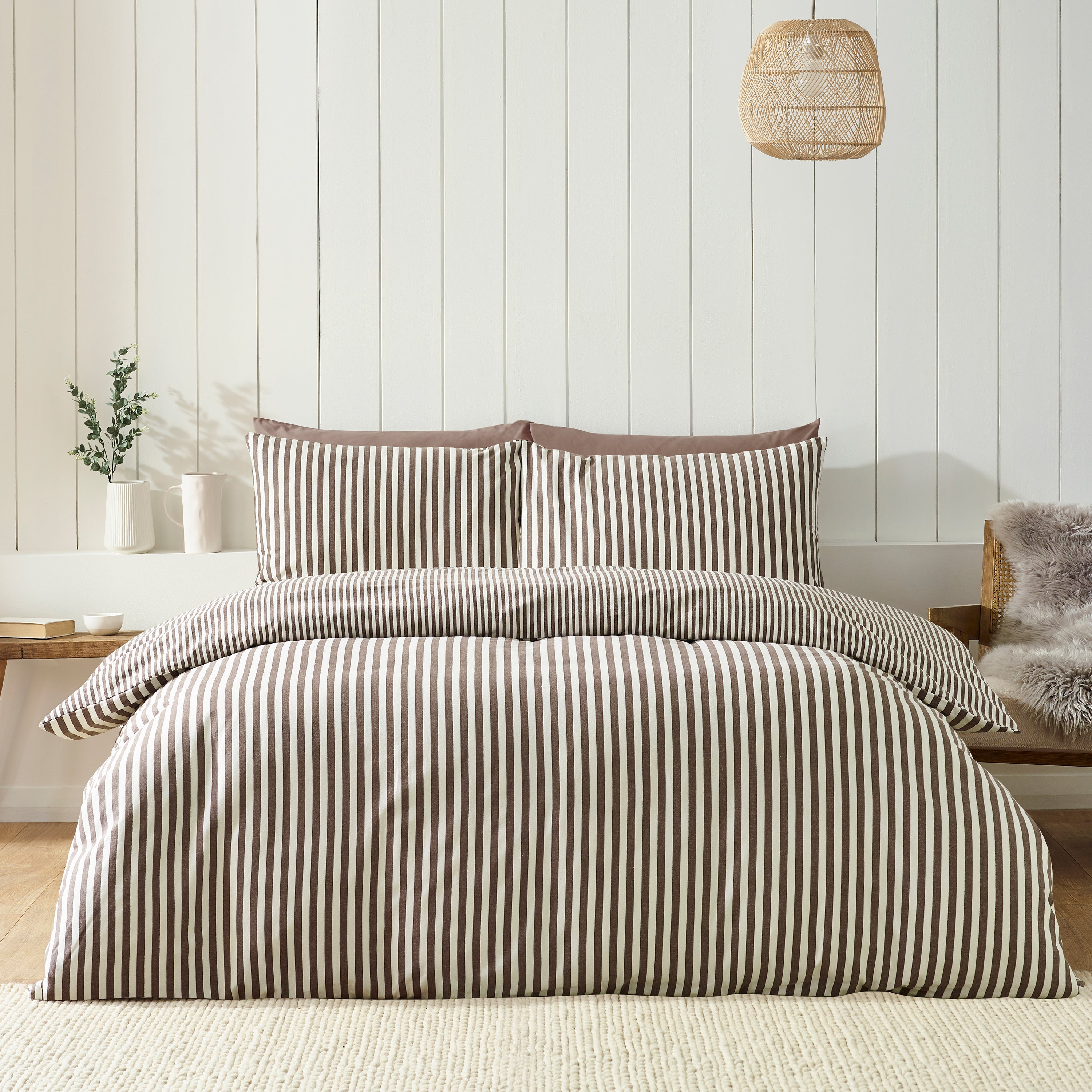 Brushed Cotton Stripe Duvet Set - Chocolate PRE-ORDER ARRIVING SOON!