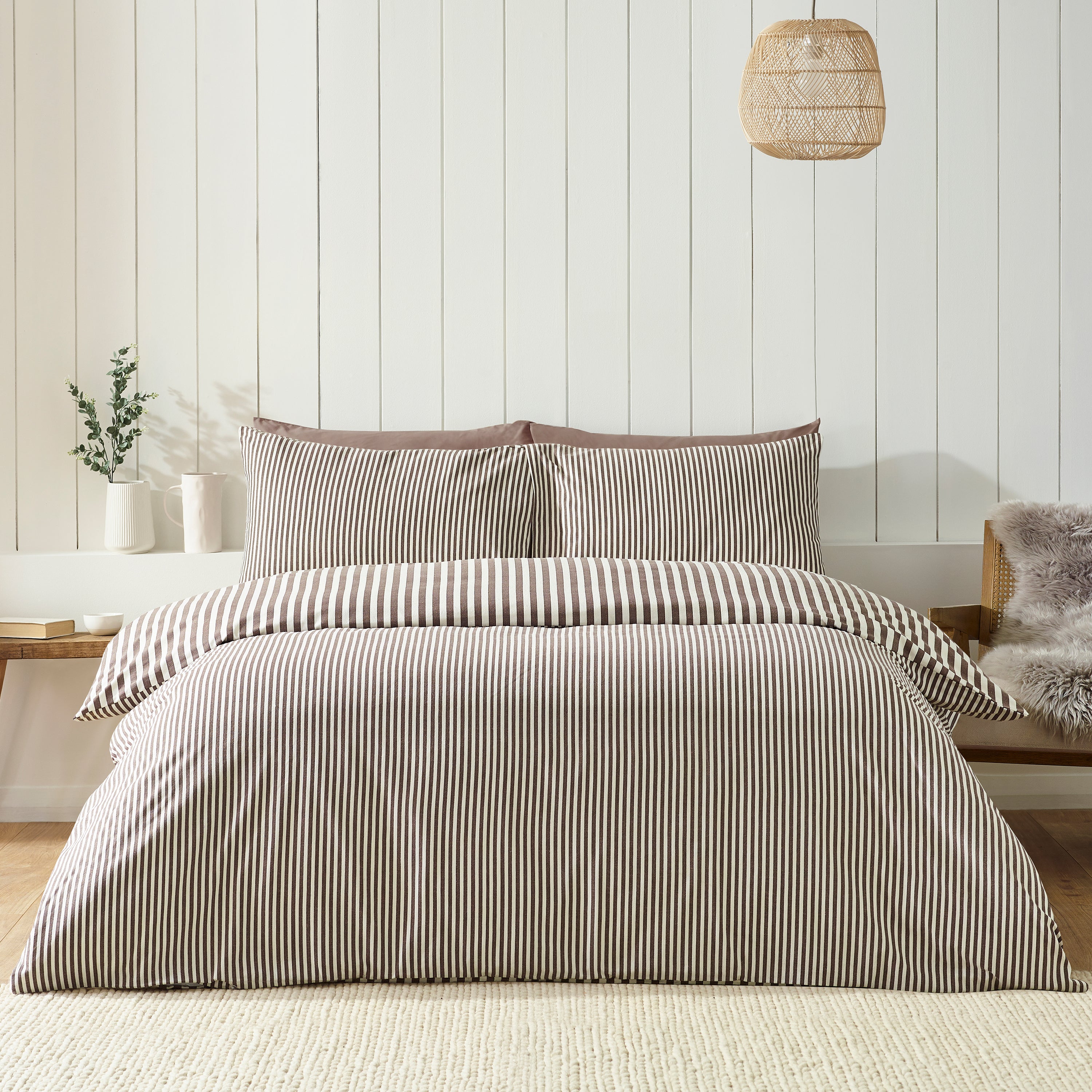 Brushed Cotton Stripe Duvet Set - Chocolate PRE-ORDER ARRIVING SOON!