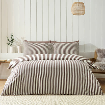 Brushed Cotton Stripe Duvet Set - Chocolate PRE-ORDER ARRIVING SOON!