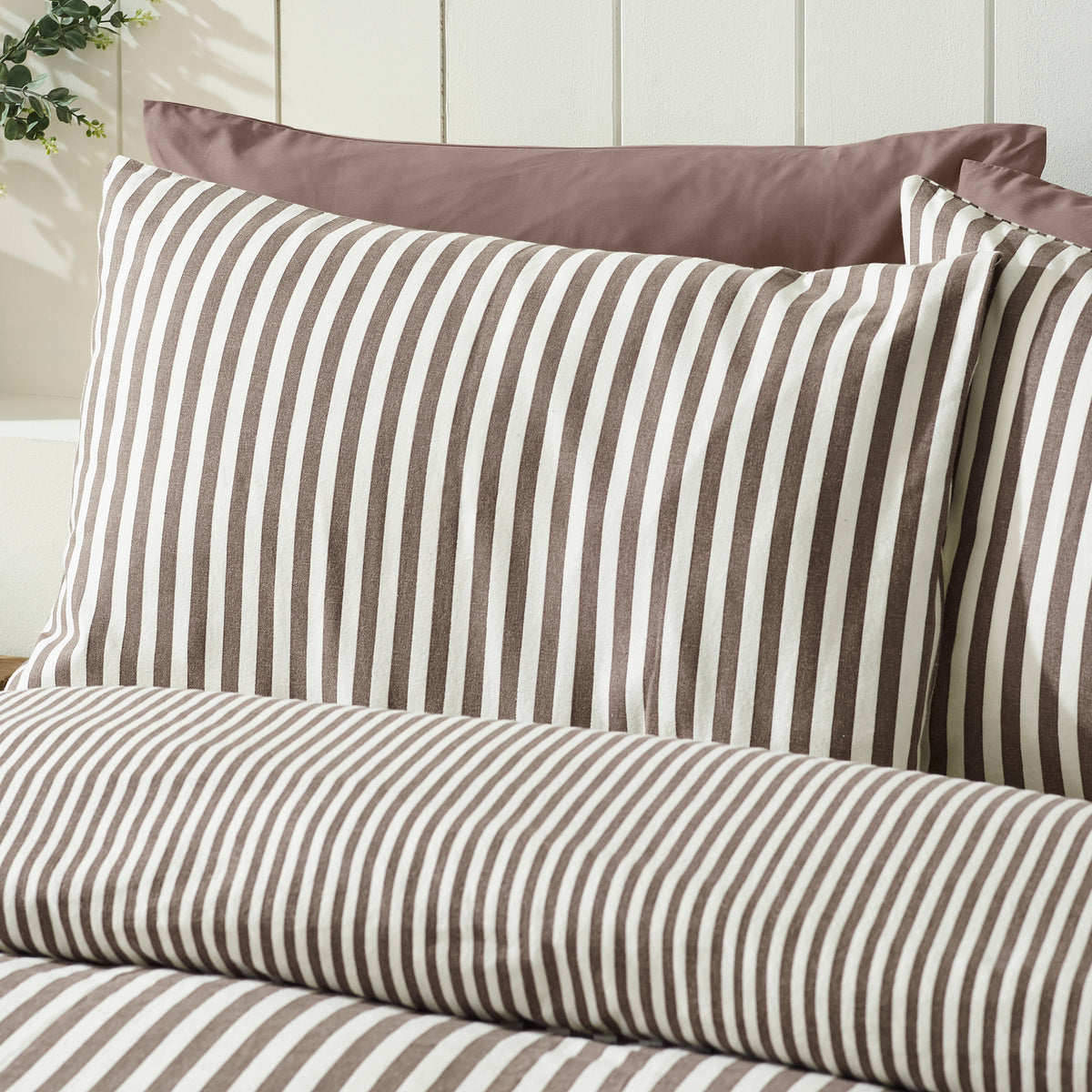 Brushed Cotton Stripe Duvet Set - Chocolate PRE-ORDER ARRIVING SOON!