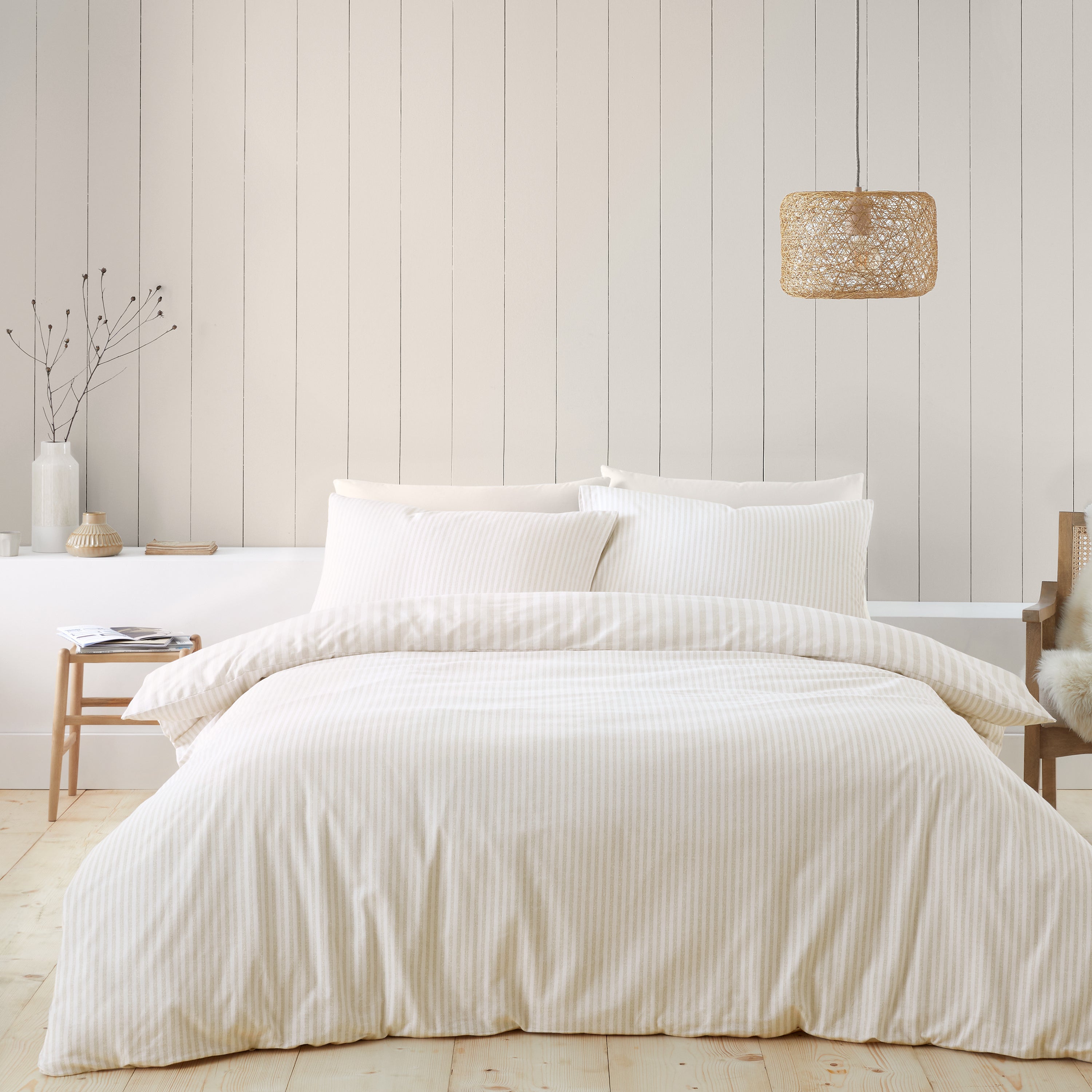 Brushed Cotton Stripe Duvet Set - Natural PRE- ORDER ARRIVING SOON!
