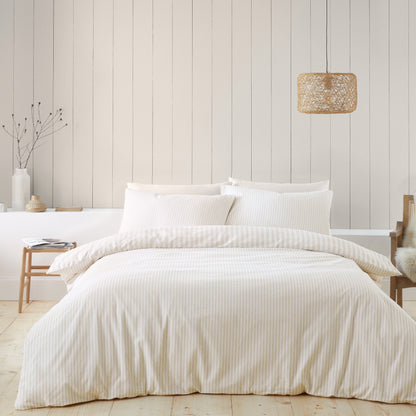 Brushed Cotton Stripe Duvet Set - Natural PRE- ORDER ARRIVING SOON!
