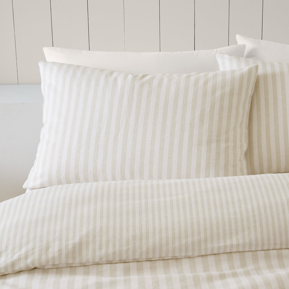 Brushed Cotton Stripe Duvet Set - Natural PRE- ORDER ARRIVING SOON!