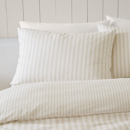 Brushed Cotton Stripe Duvet Set - Natural PRE- ORDER ARRIVING SOON!