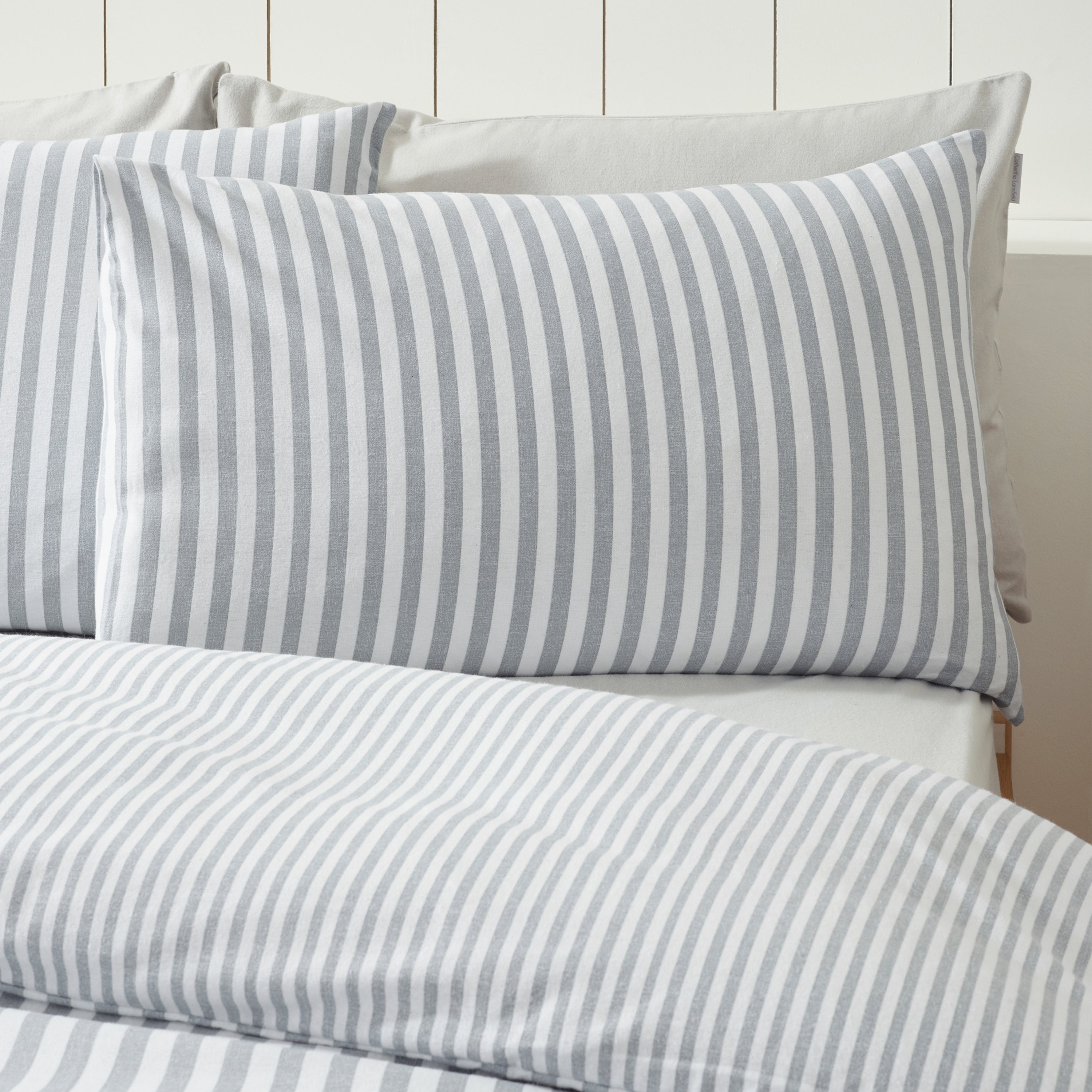 Brushed Cotton Stripe Duvet Set - Silver PRE- ORDER ARRIVING SOON!