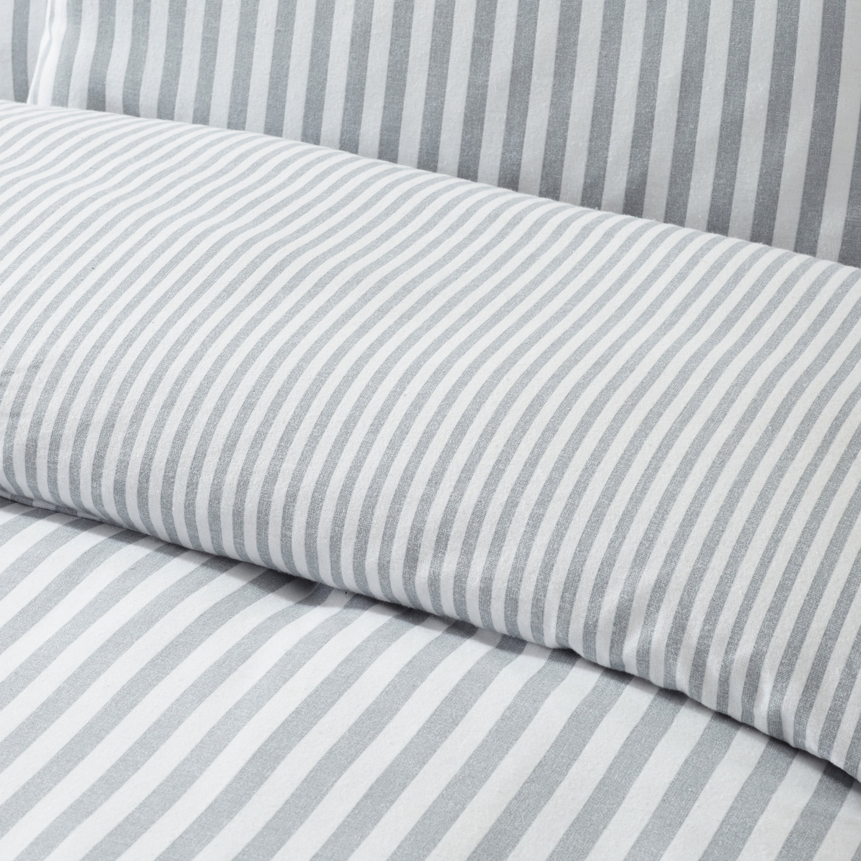 Brushed Cotton Stripe Duvet Set - Silver PRE- ORDER ARRIVING SOON!