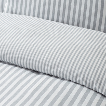 Brushed Cotton Stripe Duvet Set - Silver PRE- ORDER ARRIVING SOON!