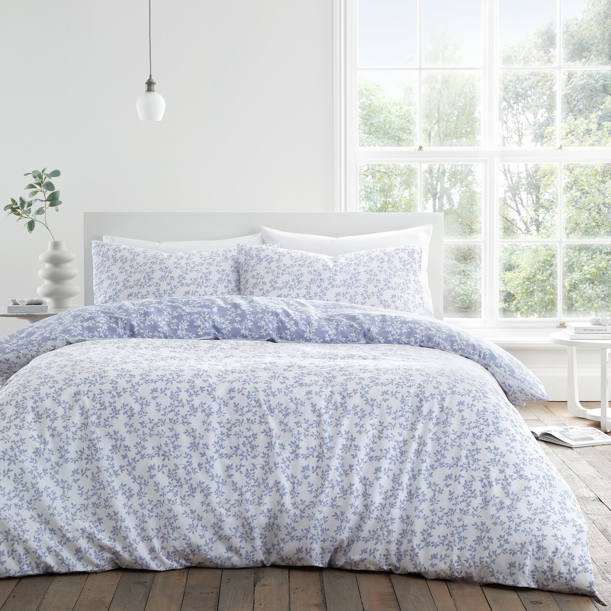 Shadow Leaves 100 % Cotton Duvet Sets- Blue