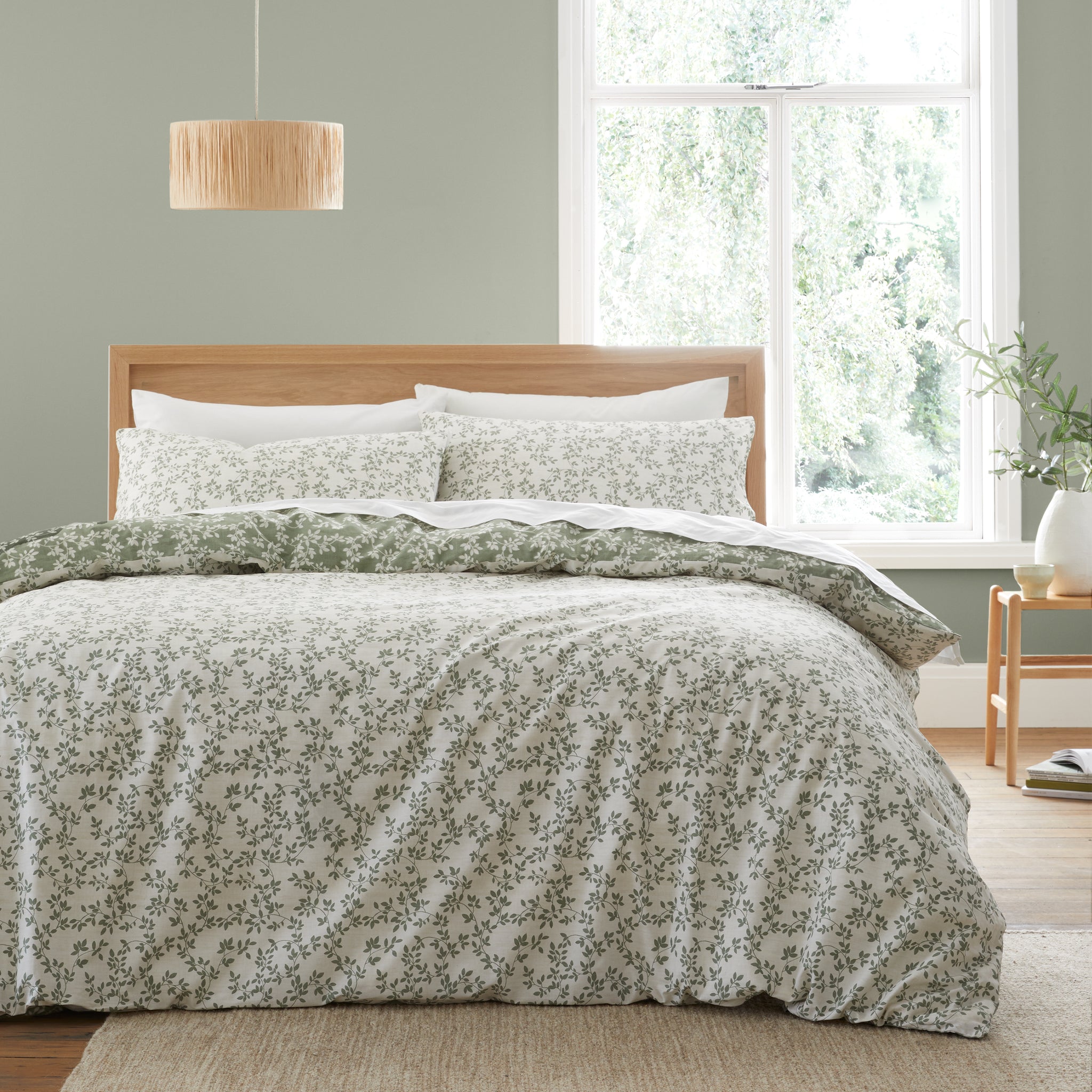 Shadow Leaves 100 % Cotton Duvet Sets- Green