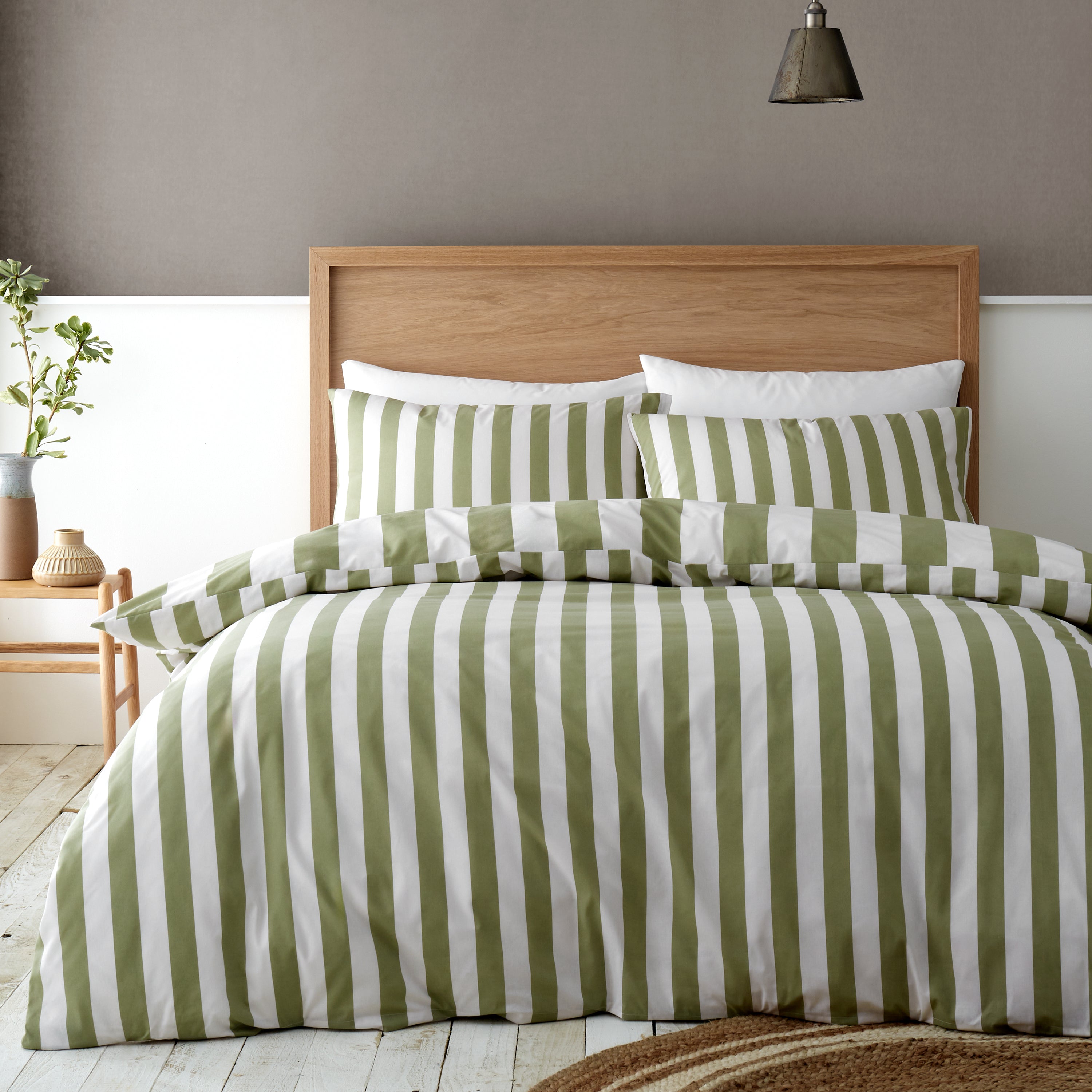 Cove Stripe Duvet Set - Green