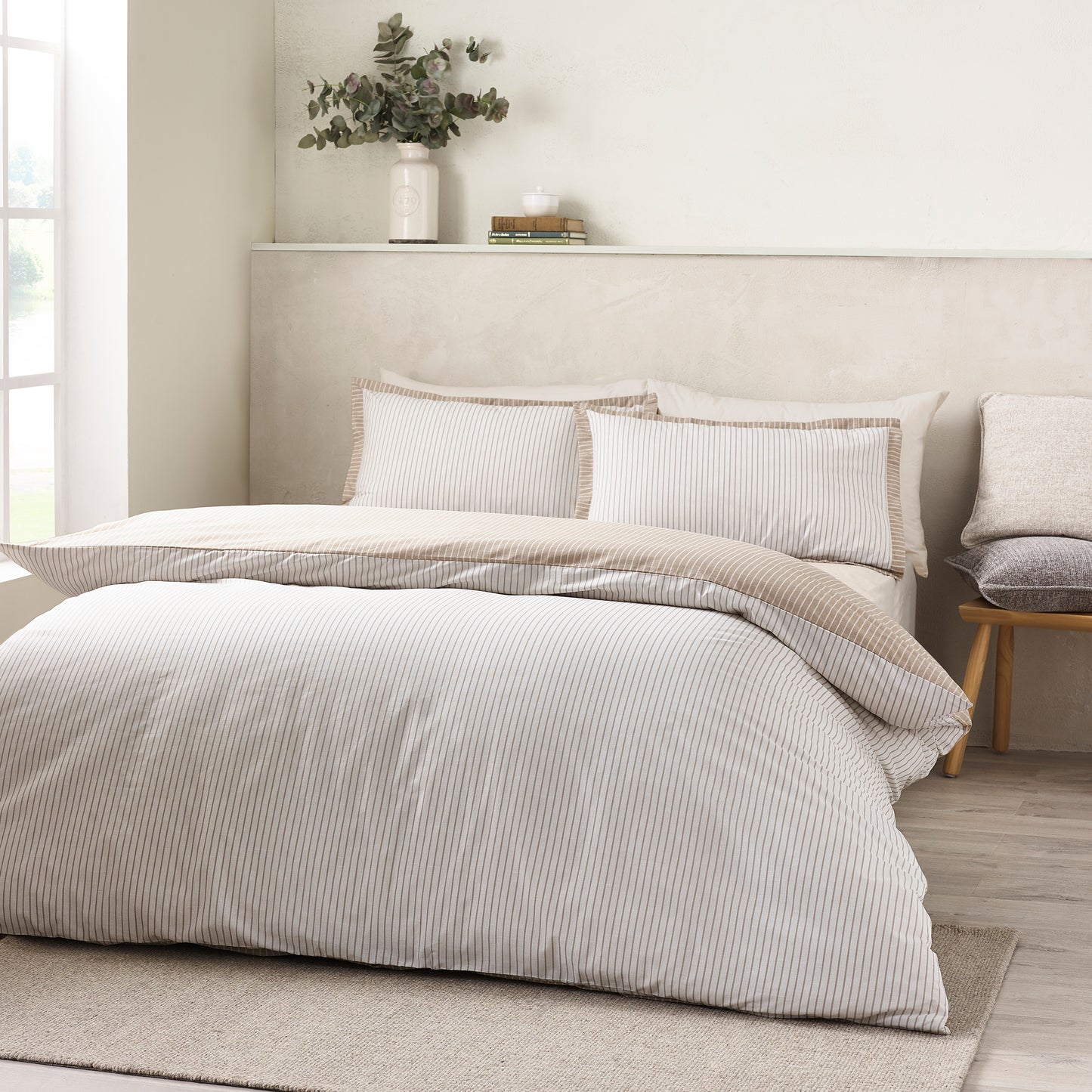 Oxford Pinstripe Duvet Set - Natural PRE-ORDER ARRIVING SOON!