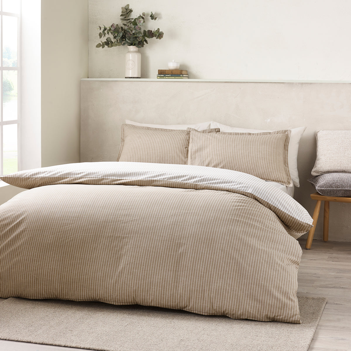 Oxford Pinstripe Duvet Set, Natural - PRE-ORDER, ARRIVING SOON!