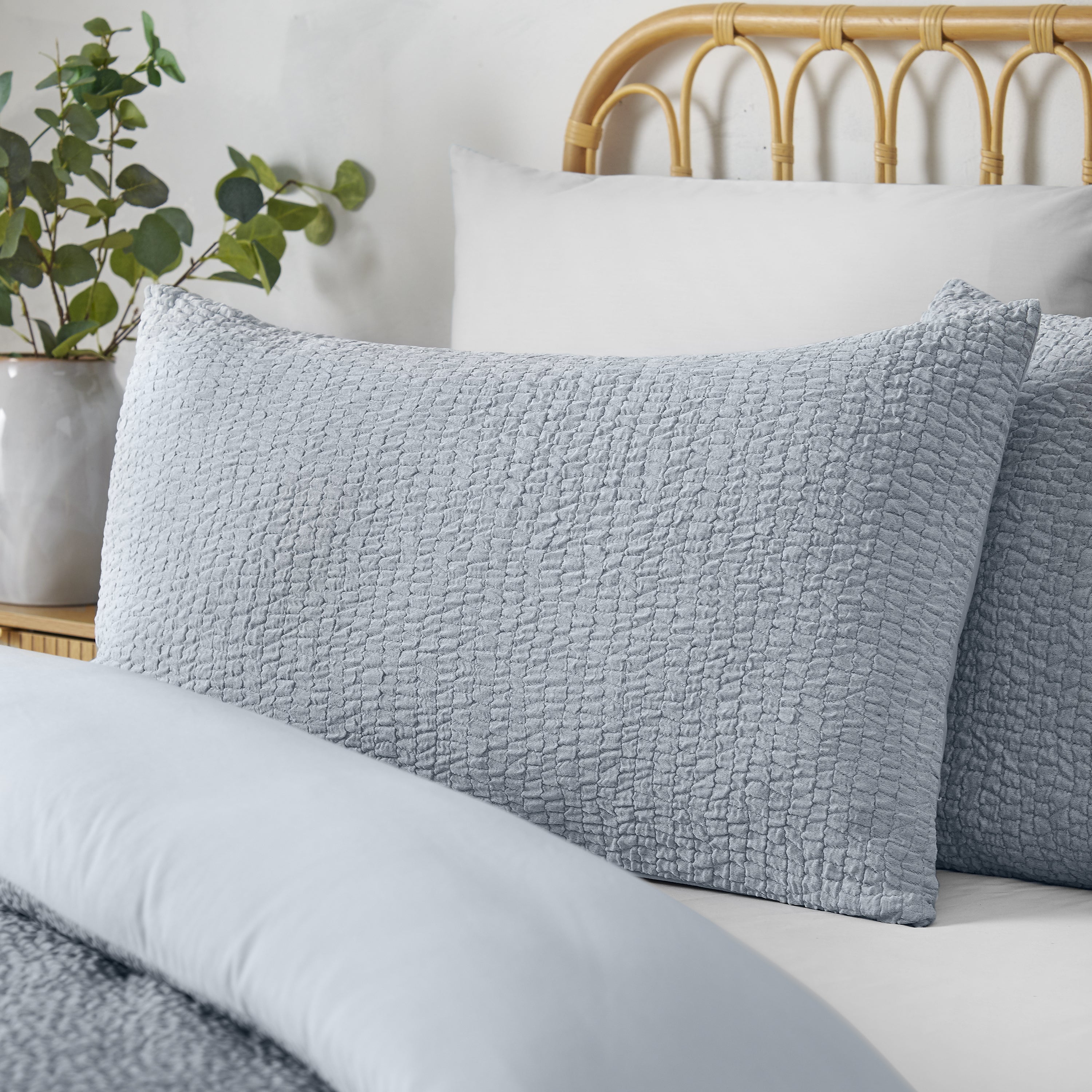 Crinkle Seersucker Duvet Set - Blue