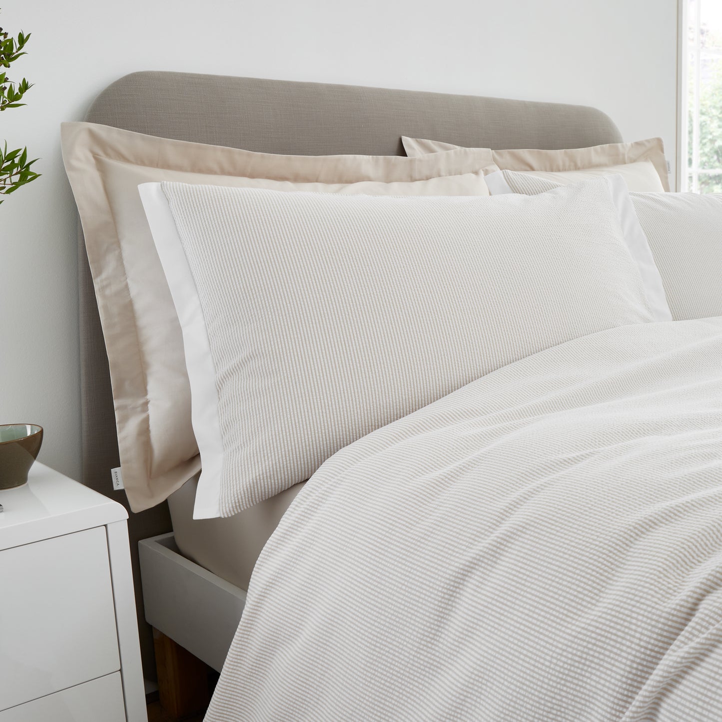 200 TC Cotton Woven Seersucker Duvet Set - Natural