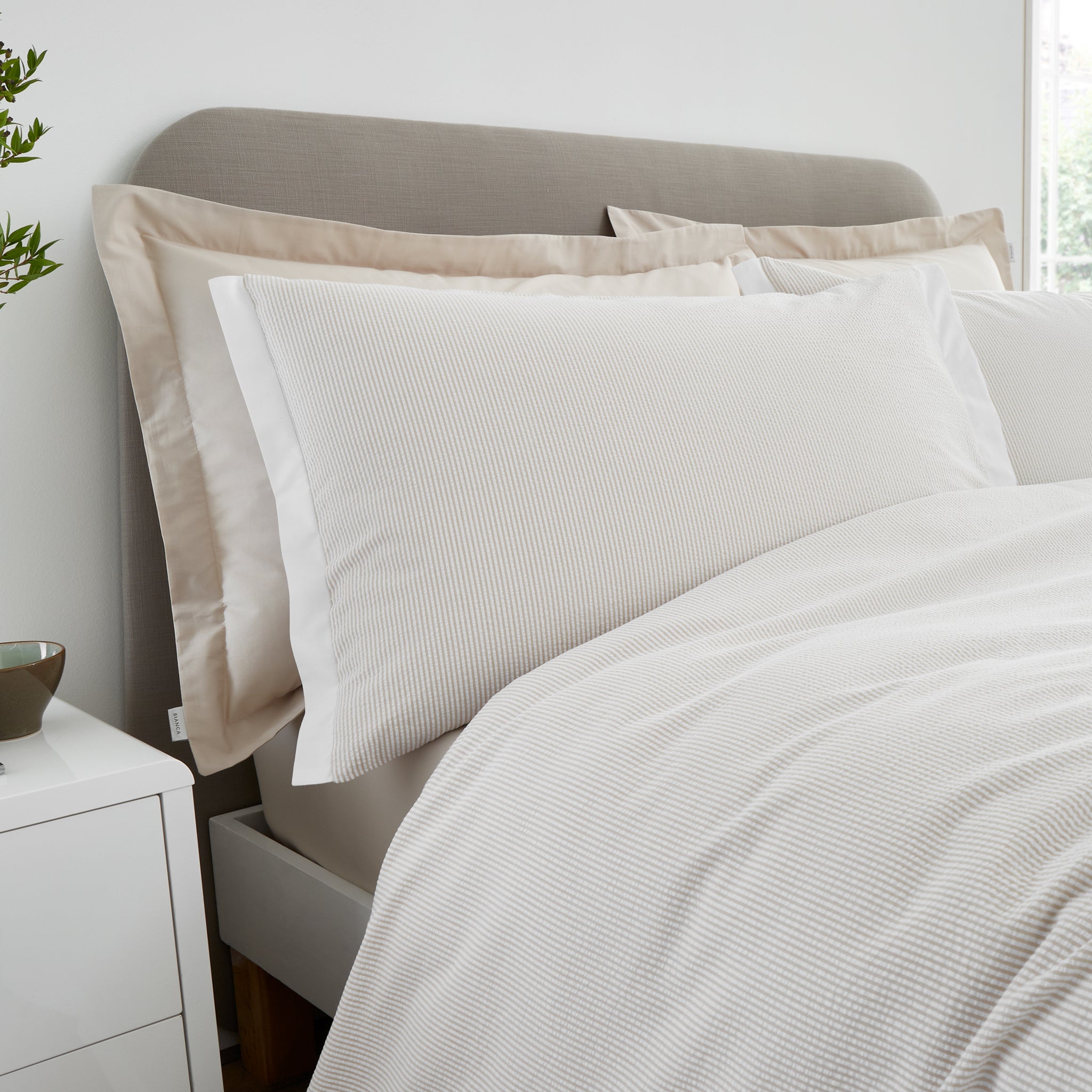 200 TC Cotton Woven Seersucker Duvet Set - Natural