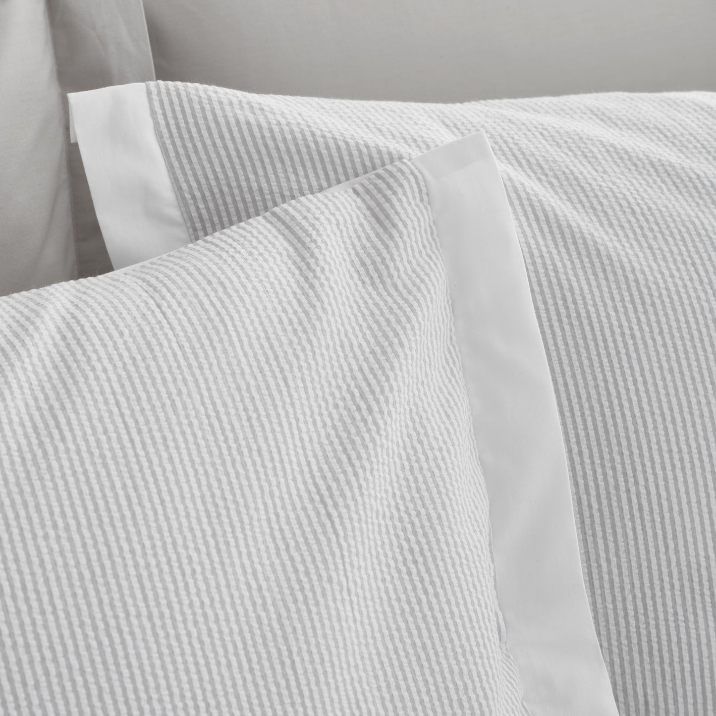 Seersucker Woven Stripe 100 % Cotton Duvet Set - Grey