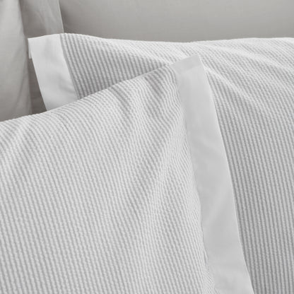 Seersucker Woven Stripe 100 % Cotton Duvet Set - Grey