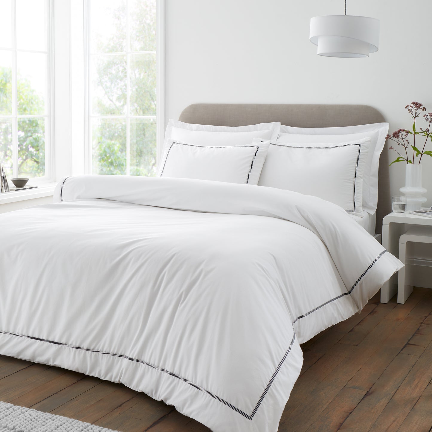 Stripe Trim 100 % Cotton Duvet Sets -Black PRE-ORDER ARRIVING SOON !