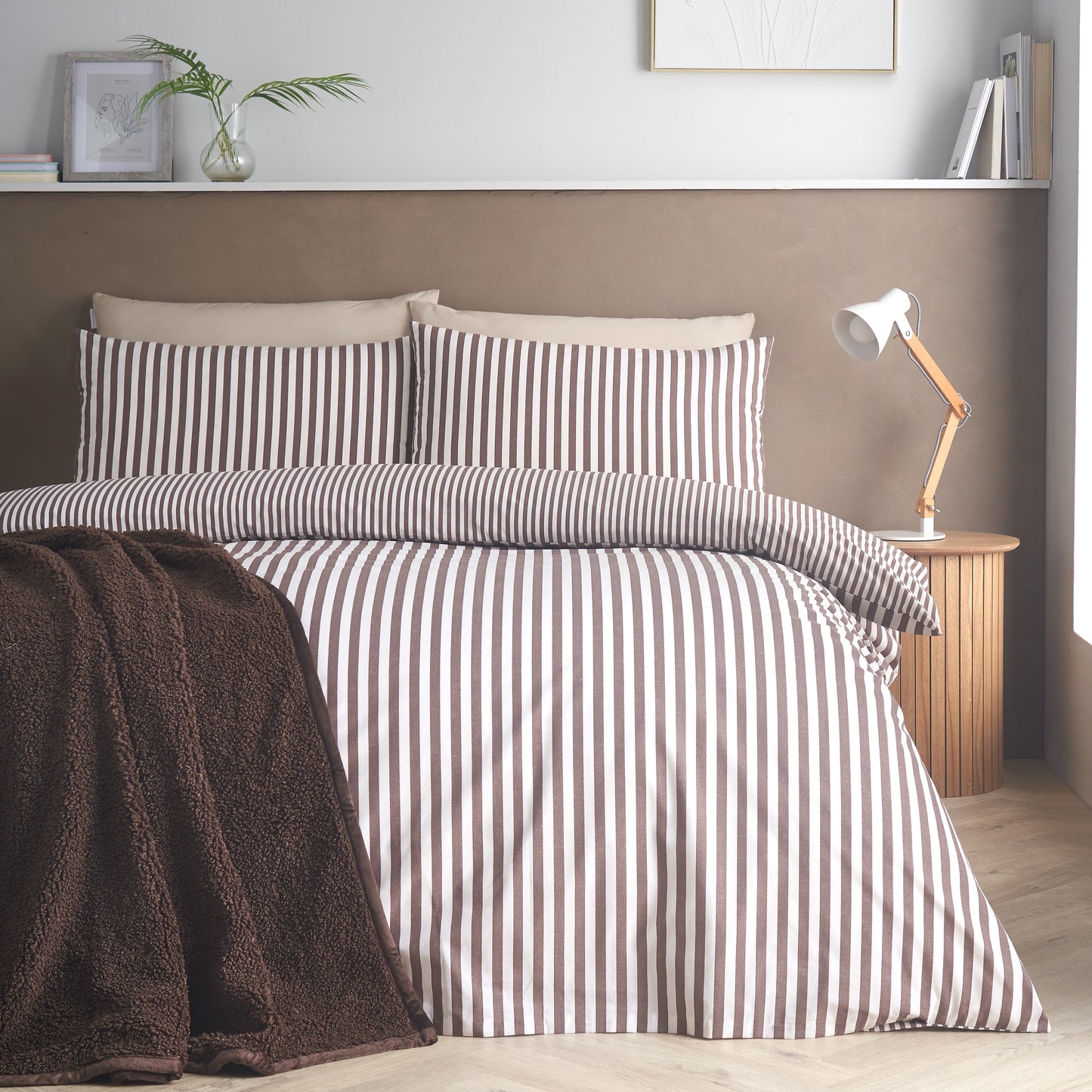 Epic Textured Stripe Duvet Set - Chocolate PRE-ORDER ARRIVING SOON !