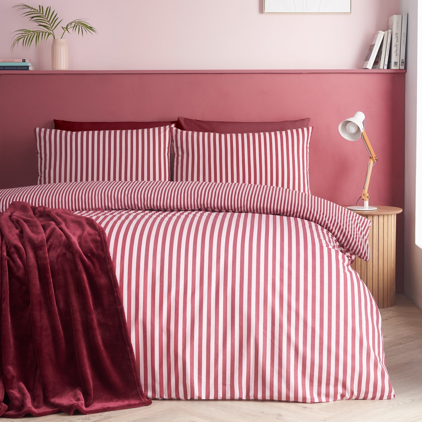 Epic Textured Stripe Duvet Set - Burgandy PRE-ORDER ARRIVING SOON !