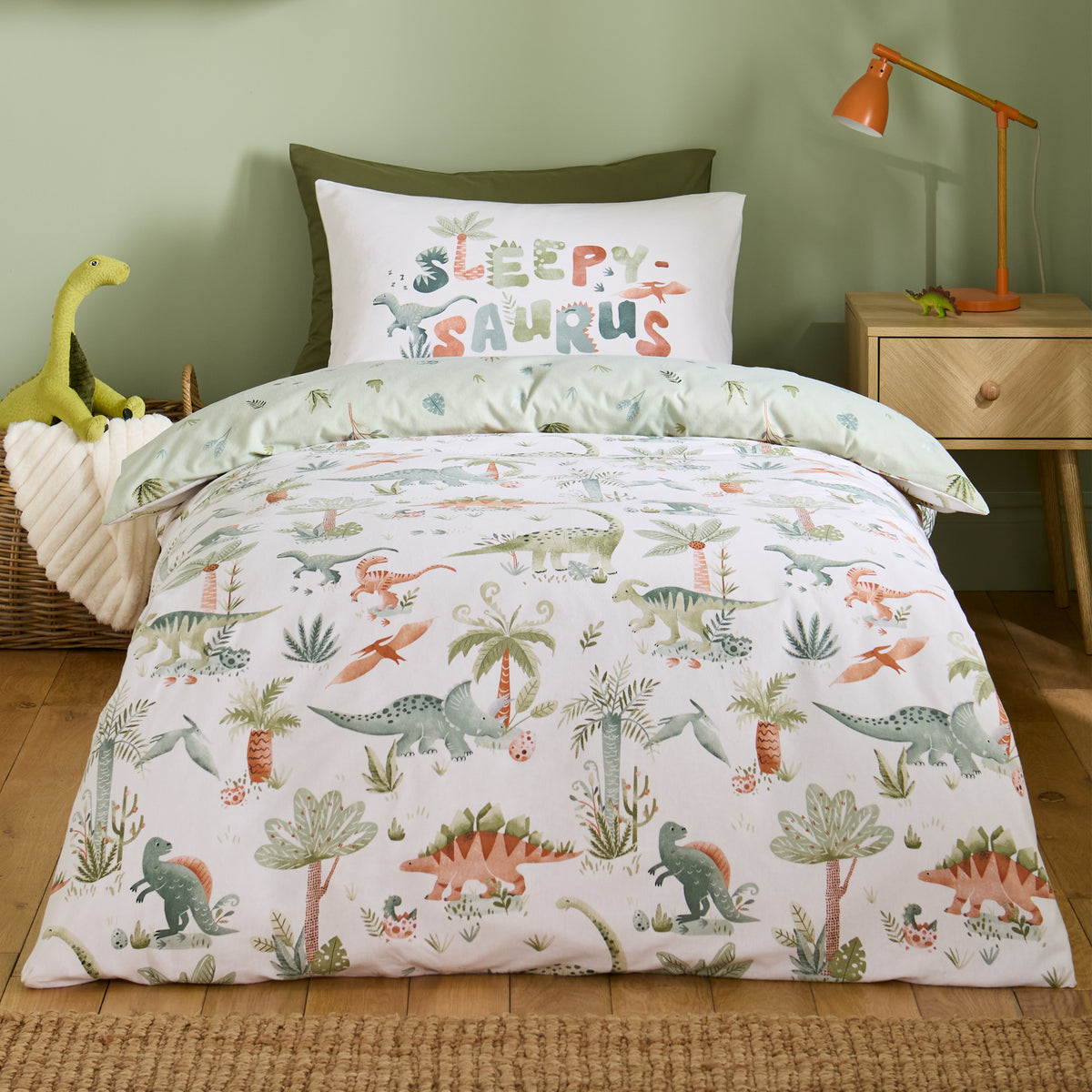 Sleepy -Saurus Brushed Cotton Duvet Set- Green