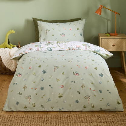 Sleepy -Saurus Brushed Cotton Duvet Set- Green